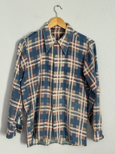Vtg 60s printed flannel shirt - 60s,
