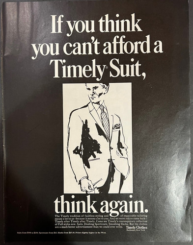 Vtg 1960s timely clothes - ad,,